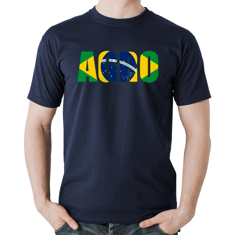 Camiseta Algodão Agro Brasil Rural - Marinho