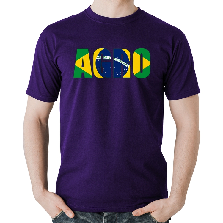 Camiseta Algodão Agro Brasil Rural - Roxa
