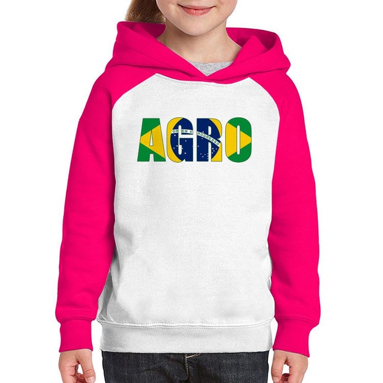 Moletom Infantil Agro Brasil Rural - Branco/Rosa