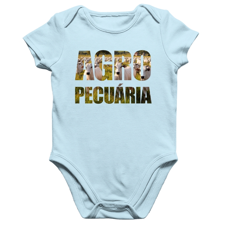 Body Bebê Algodão Agro Pecuária Boi Nelore - Azul Bebê