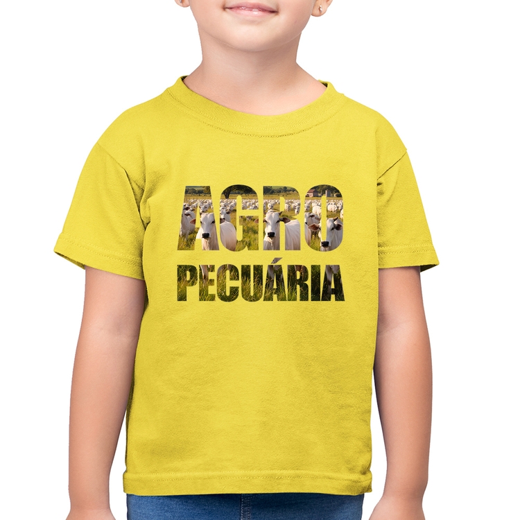 Camiseta Algodão Infantil Agro Pecuária Boi Nelore - Amarelo Canário