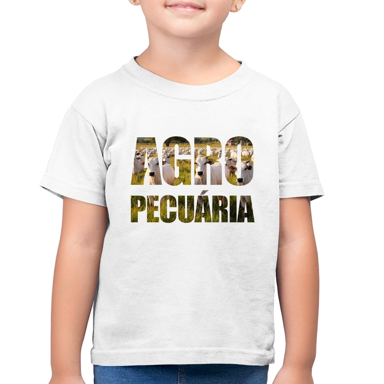 Camiseta Algodão Infantil Agro Pecuária Boi Nelore - Branca