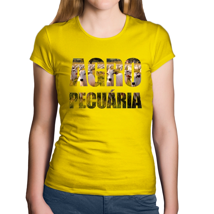 Baby Look Algodão Agro Pecuária Boi Nelore - Amarela