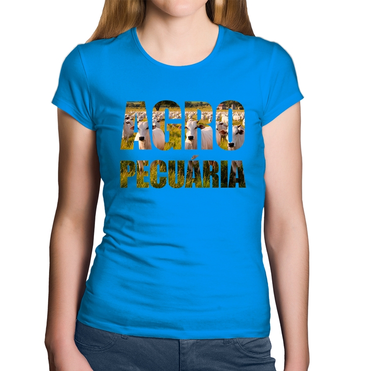 Baby Look Algodão Agro Pecuária Boi Nelore - Azul