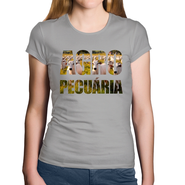 Baby Look Algodão Agro Pecuária Boi Nelore - Cinza