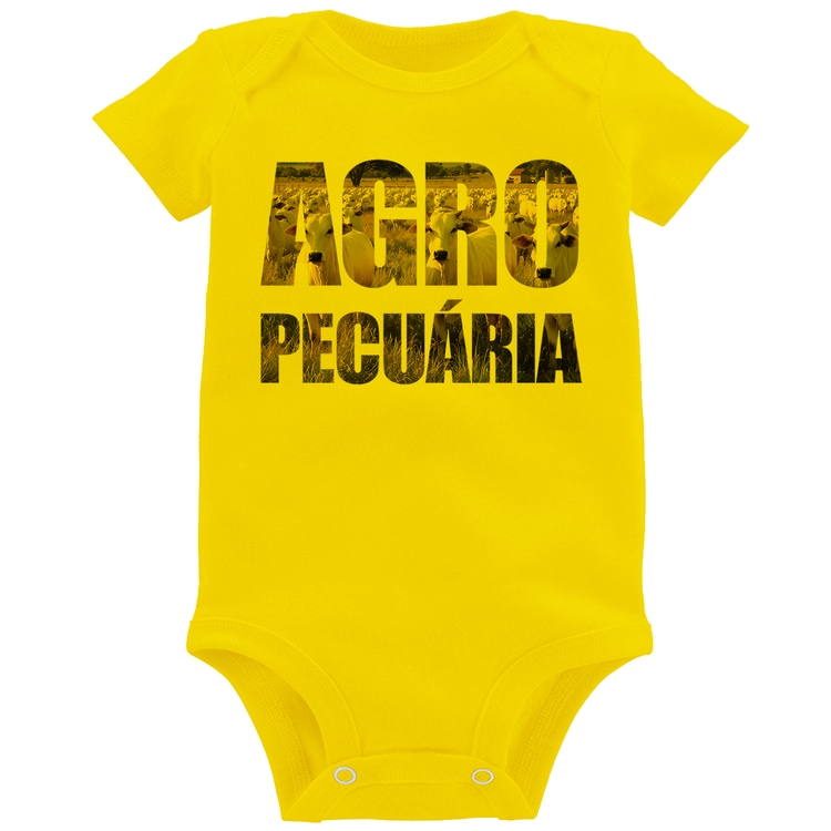 Body Bebê Agro Pecuária Boi Nelore - Amarelo