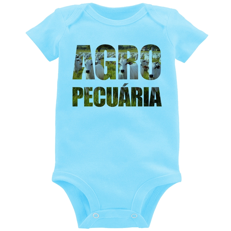Body Bebê Agro Pecuária Boi Nelore - Azul Bebê