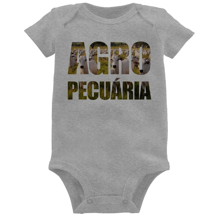 Body Bebê Agro Pecuária Boi Nelore - Cinza