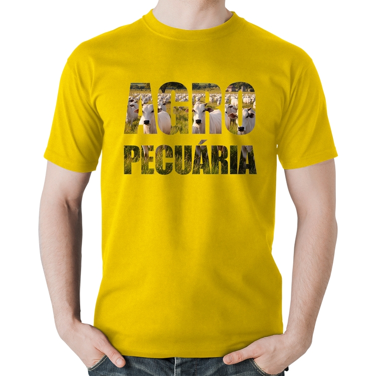 Camiseta Algodão Agro Pecuária Boi Nelore - Amarela