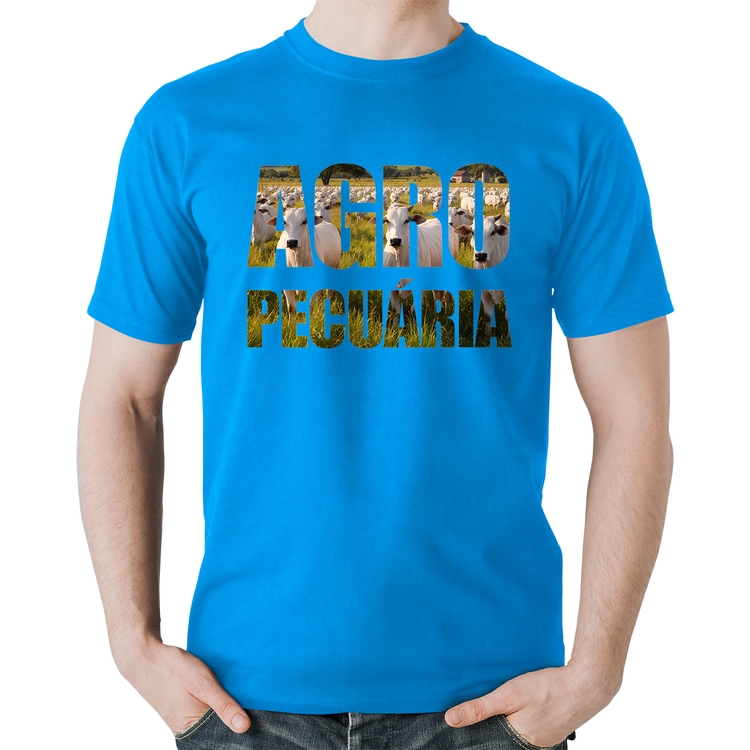 Camiseta Algodão Agro Pecuária Boi Nelore - Azul