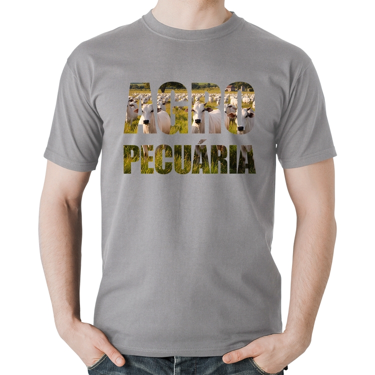 Camiseta Algodão Agro Pecuária Boi Nelore - Cinza