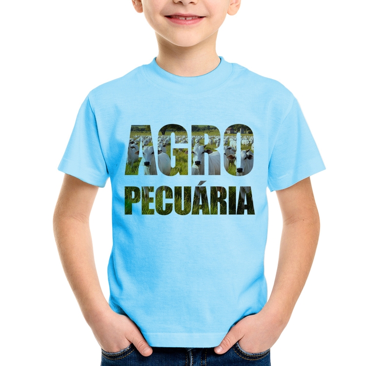 Camiseta Infantil Agro Pecuária Boi Nelore - Azul Bebê