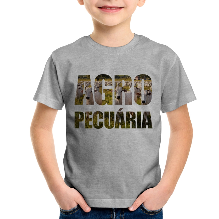 Camiseta Infantil Agro Pecuária Boi Nelore - Cinza
