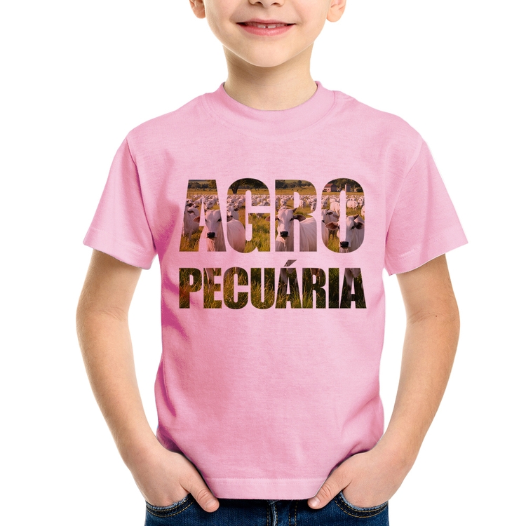 Camiseta Infantil Agro Pecuária Boi Nelore - Rosa Bebê