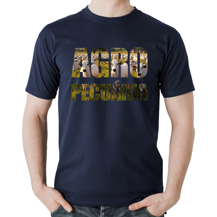 Camiseta Algodão Agro Pecuária Boi Nelore - Marinho