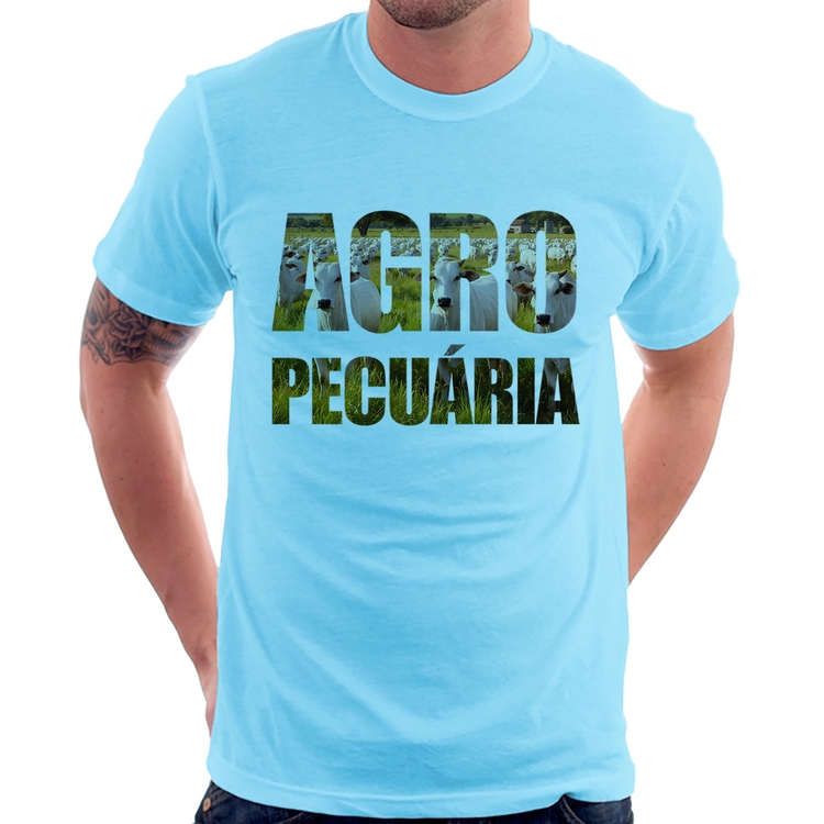 Camiseta Agro Pecuária Boi Nelore - Azul Bebê