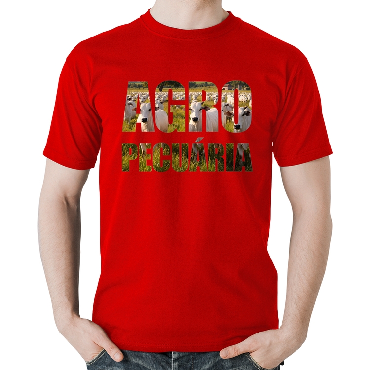 Camiseta Algodão Agro Pecuária Boi Nelore - Vermelha