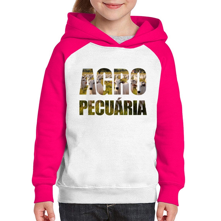 Moletom Infantil Agro Pecuária Boi Nelore - Branco/Rosa