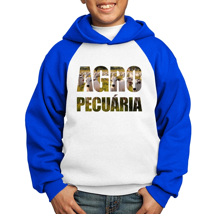 Moletom Infantil Agro Pecuária Boi Nelore - Branco/Azul