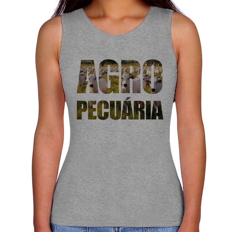 Regata Feminina Agro Pecuária Boi Nelore - Cinza