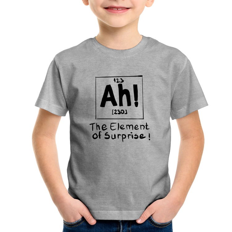 Camiseta Infantil AH The element of surprise - Cinza