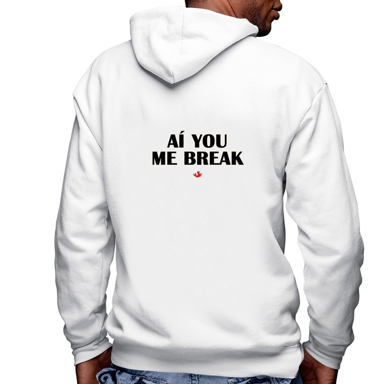 Blusa Moletom Aí you me break Masculina com Capuz e Zíper - Branca