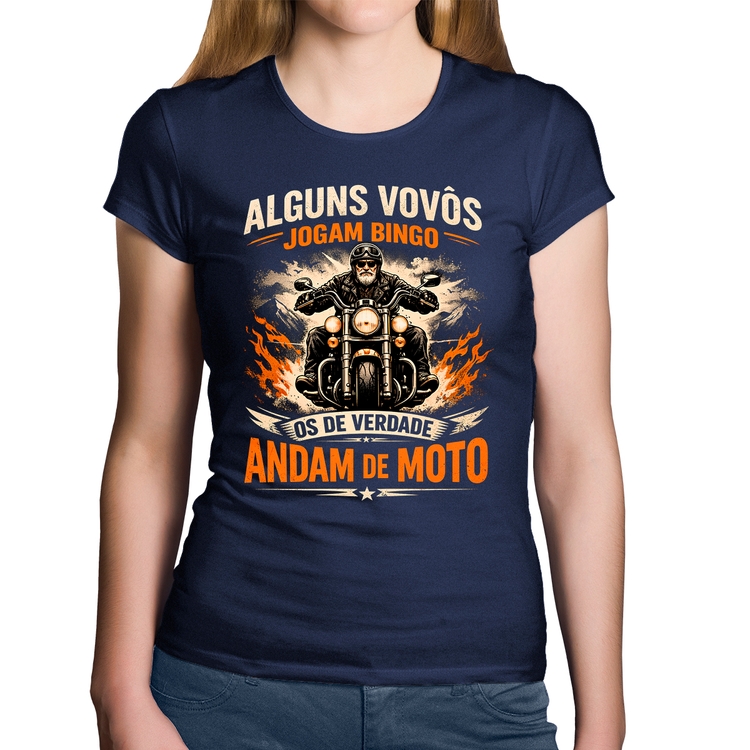 Baby Look Algodão Alguns vovôs jogam bingo, os de verdade andam de moto - Marinho