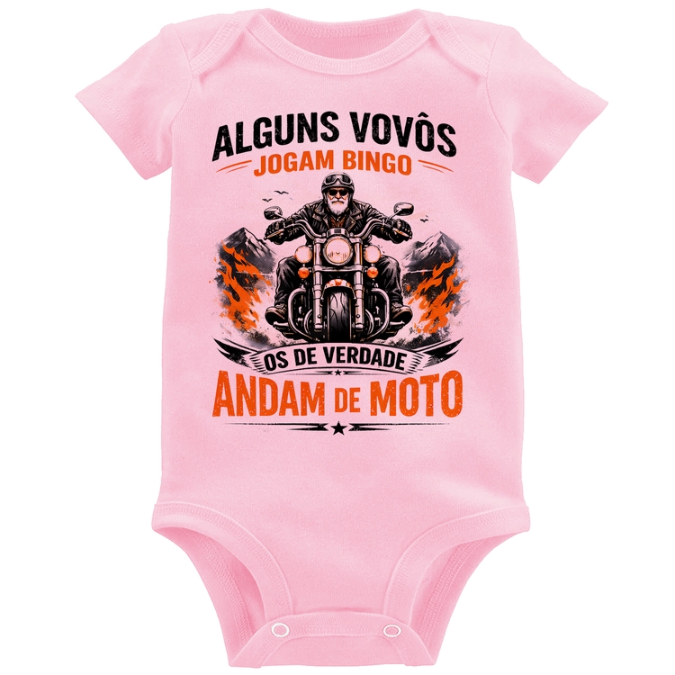 Body Bebê Alguns vovôs jogam bingo, os de verdade andam de moto - Rosa Bebê