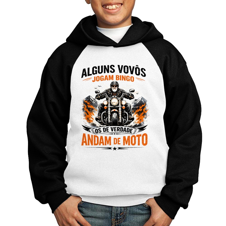 Moletom Infantil Alguns vovôs jogam bingo, os de verdade andam de moto - Branco/Preto