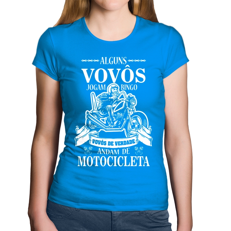 Baby Look Algodão Alguns vovôs jogam bingo, vovôs de verdade andam de motocicleta - Azul