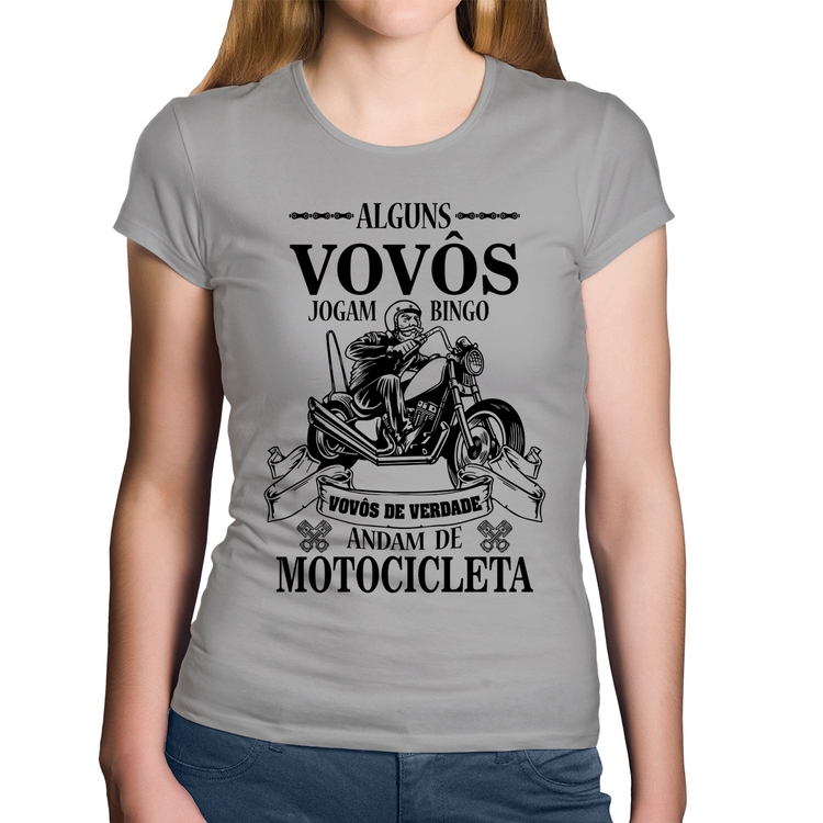 Baby Look Algodão Alguns vovôs jogam bingo, vovôs de verdade andam de motocicleta - Cinza