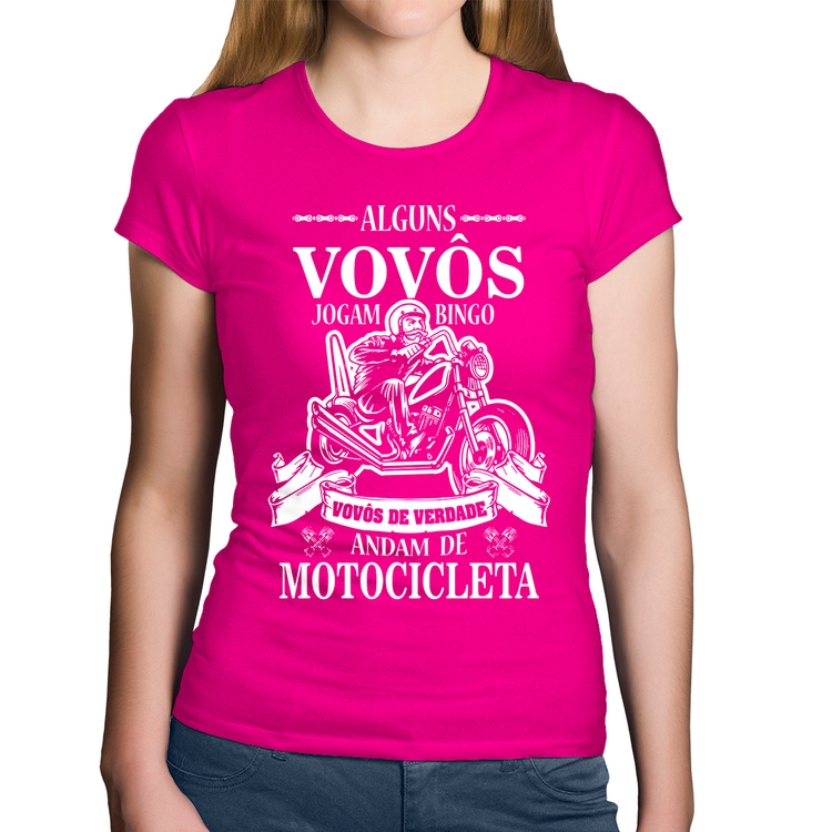 Baby Look Algodão Alguns vovôs jogam bingo, vovôs de verdade andam de motocicleta - Rosa