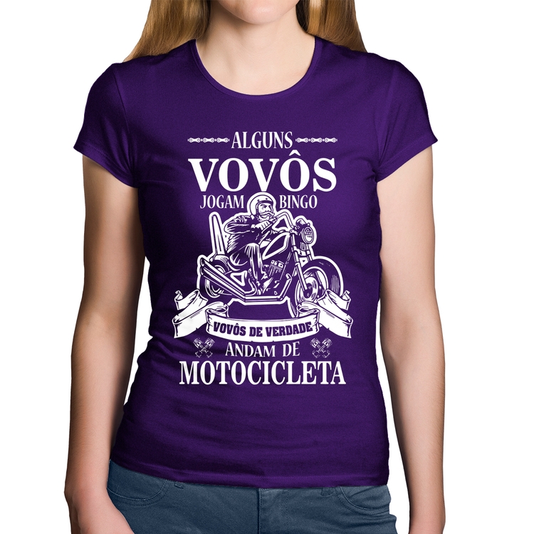 Baby Look Algodão Alguns vovôs jogam bingo, vovôs de verdade andam de motocicleta - Roxa