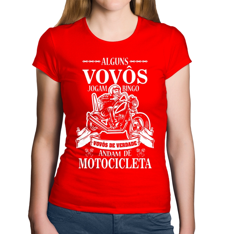 Baby Look Algodão Alguns vovôs jogam bingo, vovôs de verdade andam de motocicleta - Vermelha