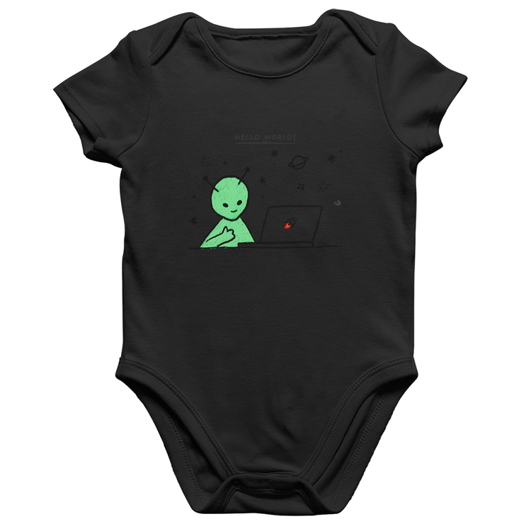 Body Bebê Algodão Alien Hello World!