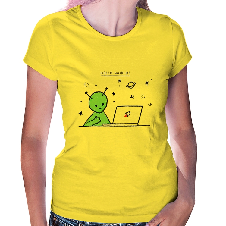 Baby Look Alien Hello World! - Amarela