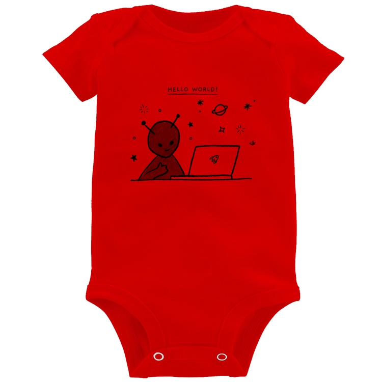 Body Bebê Alien Hello World! - Vermelho