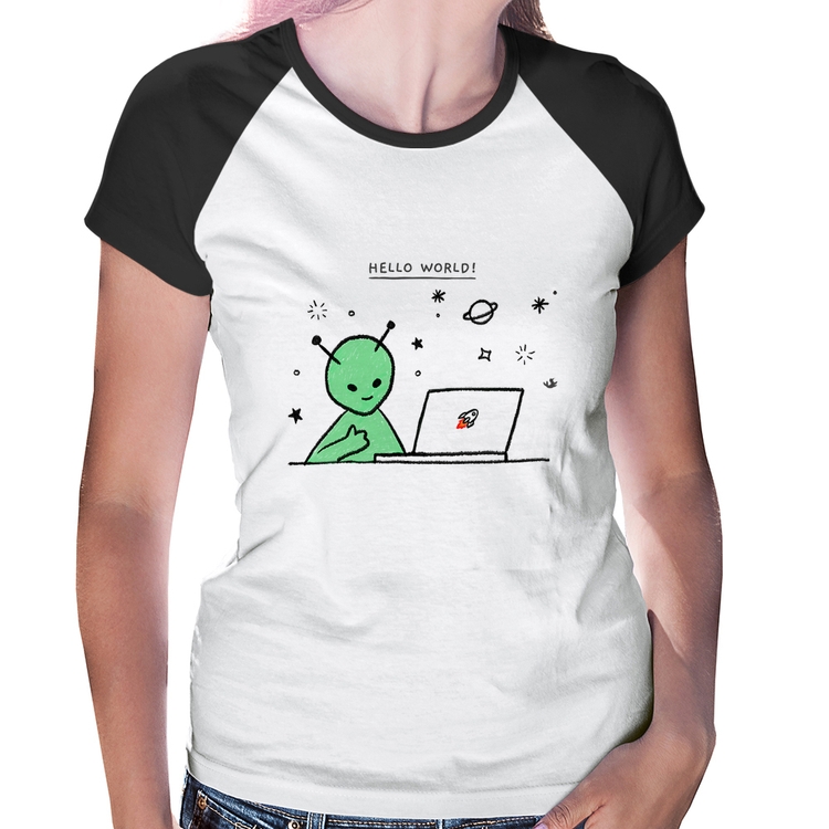 Baby Look Raglan Alien Hello World!