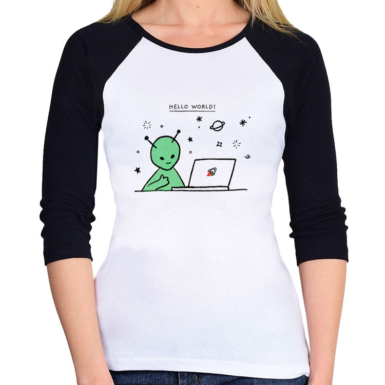 Baby Look Raglan Alien Hello World! Manga 3/4