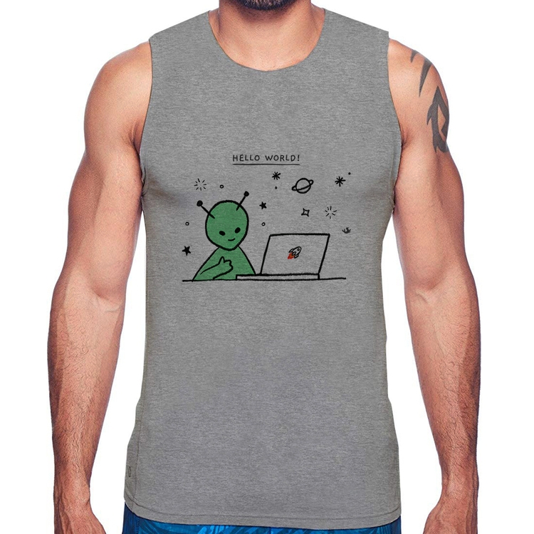 Regata Alien Hello World! - Cinza