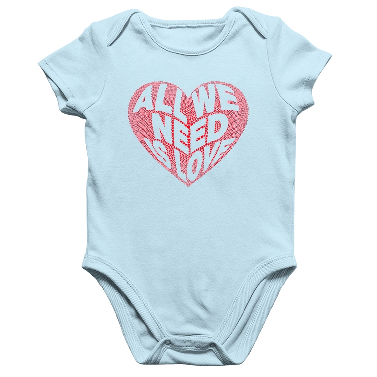 Body Bebê Algodão All We Need Is Love - Azul Bebê