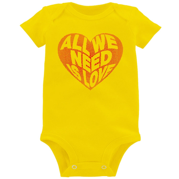 Body Bebê All We Need Is Love - Amarelo