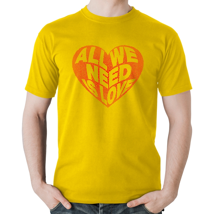 Camiseta Algodão All We Need Is Love - Amarela