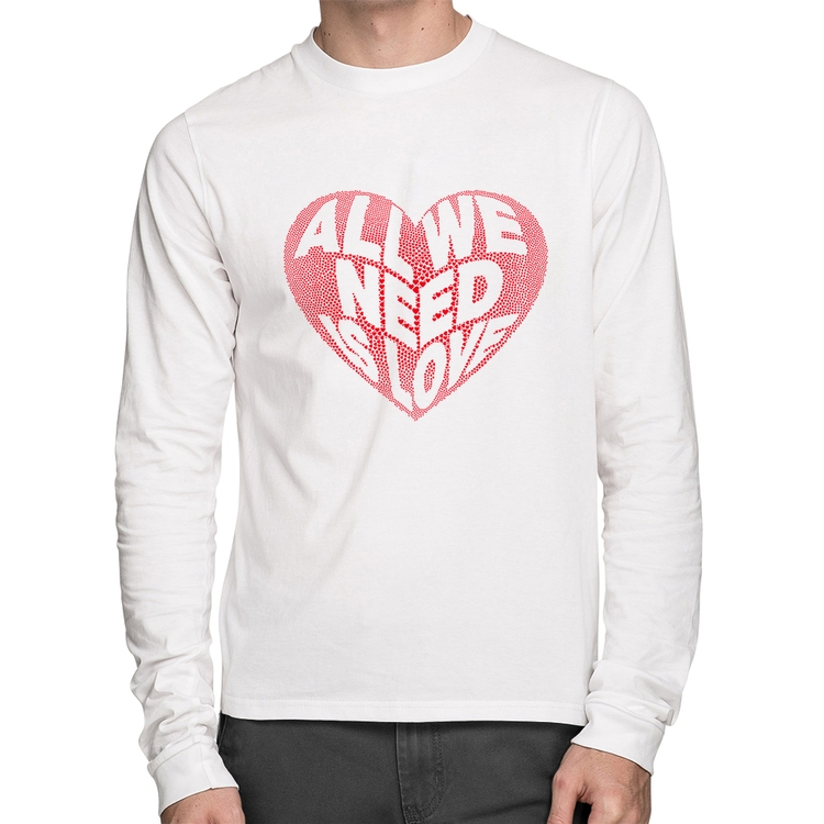 Camiseta Algodão All We Need Is Love Manga Longa - Branca