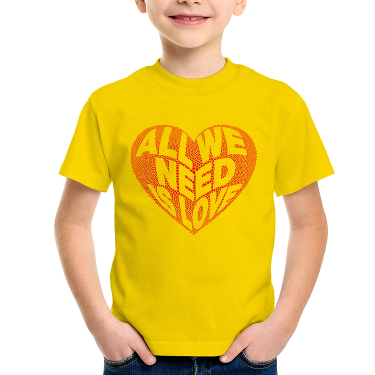 Camiseta Infantil All We Need Is Love - Amarela
