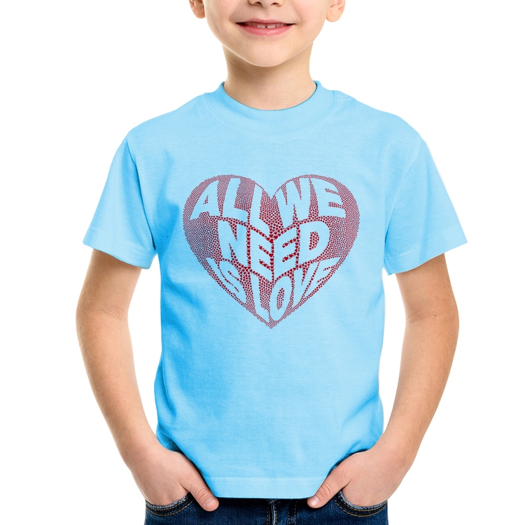 Camiseta Infantil All We Need Is Love - Azul Bebê