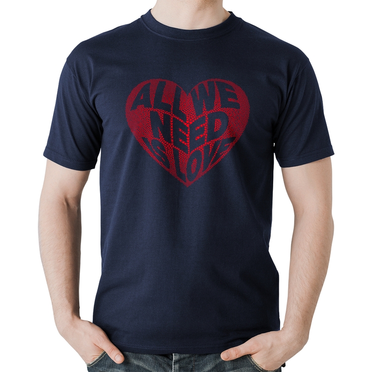 Camiseta Algodão All We Need Is Love - Marinho