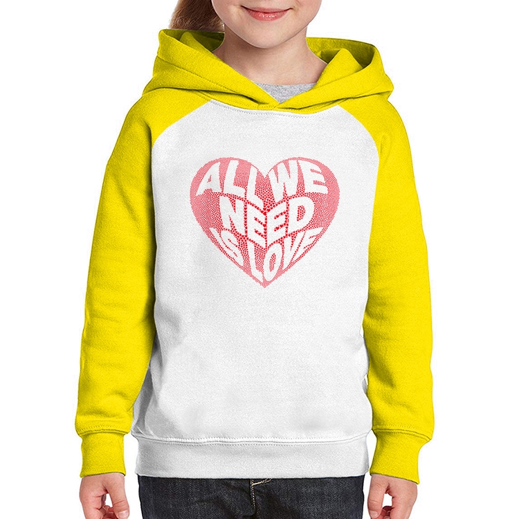 Moletom Infantil All We Need Is Love - Branco/Amarelo