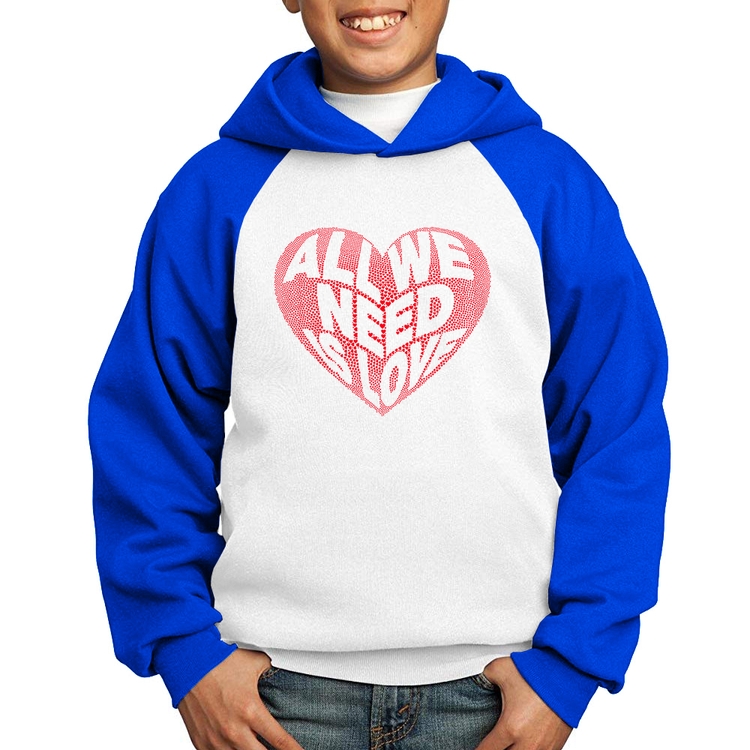Moletom Infantil All We Need Is Love - Branco/Azul