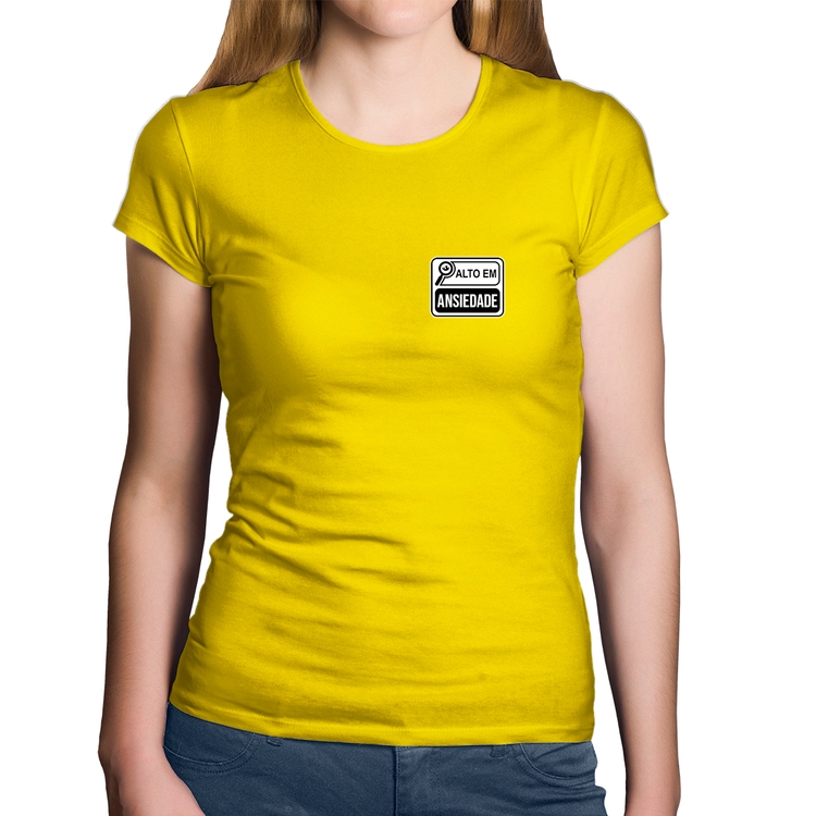 Baby Look Algodão Alto em Ansiedade - Amarela